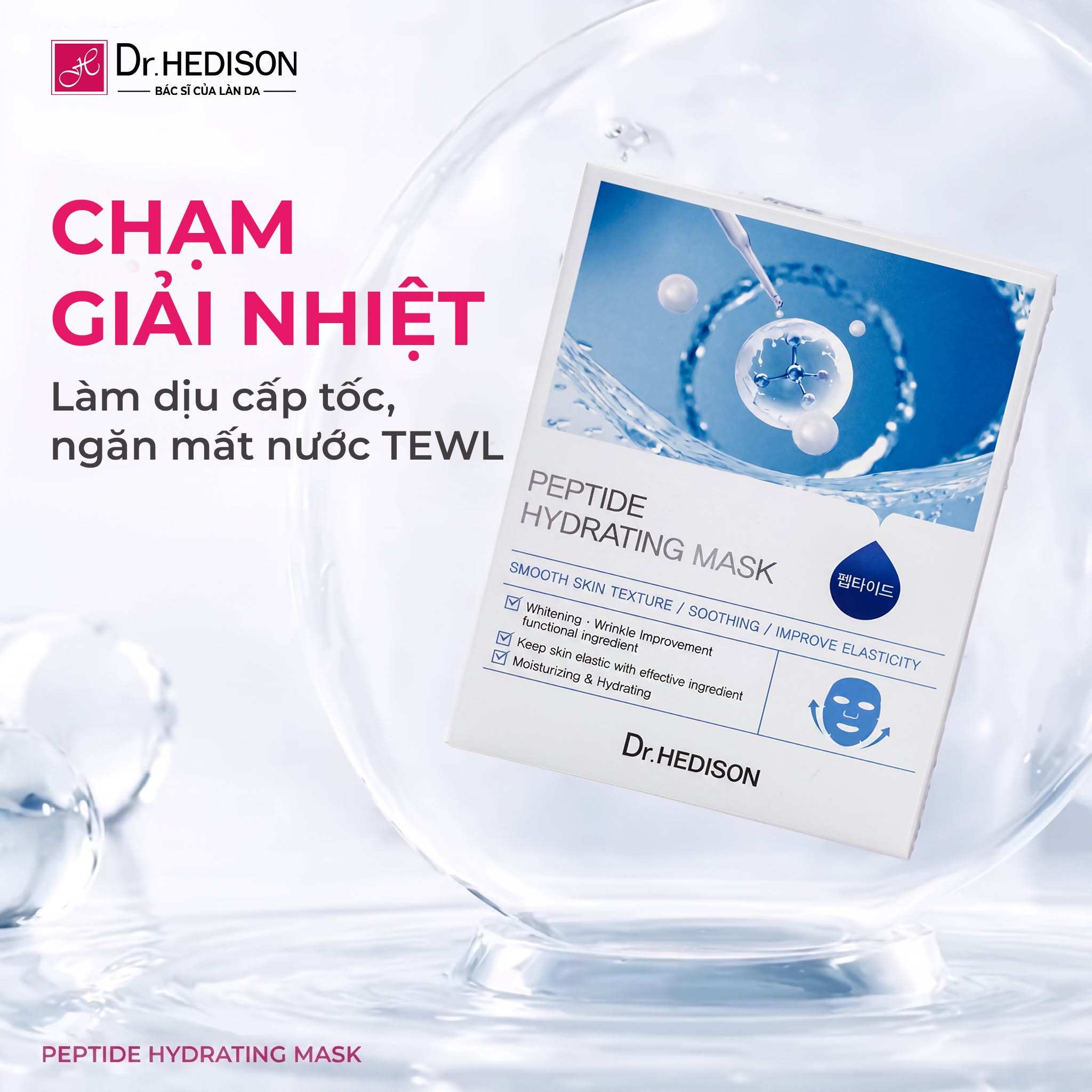 Mặt nạ cấp ẩm, làm dịu và hỗ trợ phục hồi da Dr.HEDISON Peptide Hydrating Mask