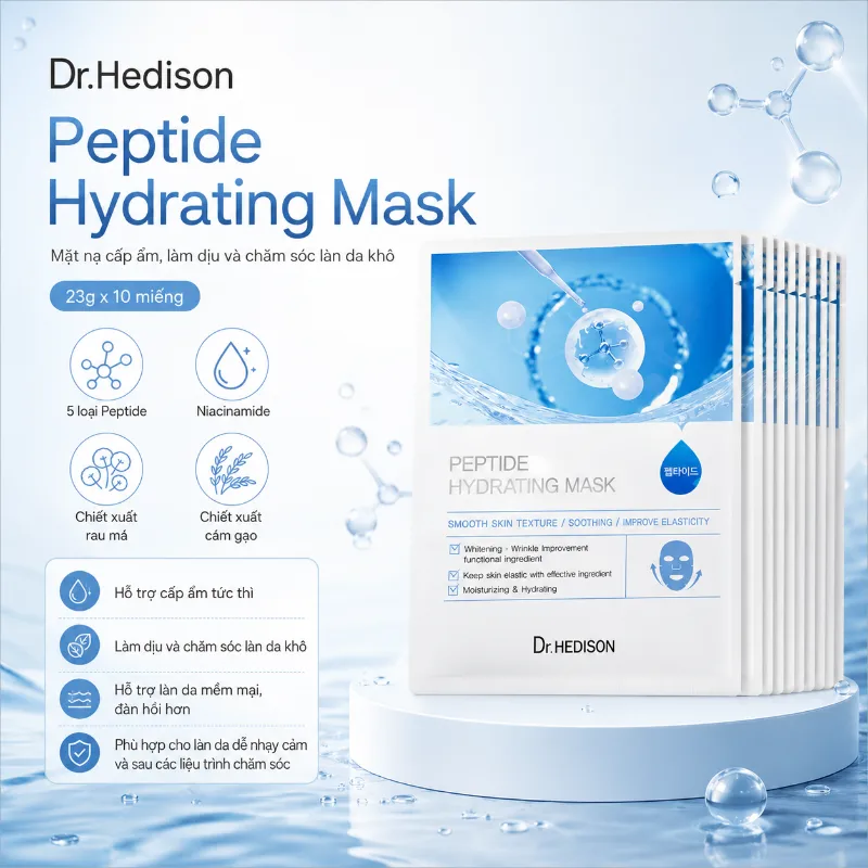 Mặt Nạ Phục Hồi & Cấp Ẩm Da Dr.Hedison Peptide Hydrating Mask 23g x 10 Miếng