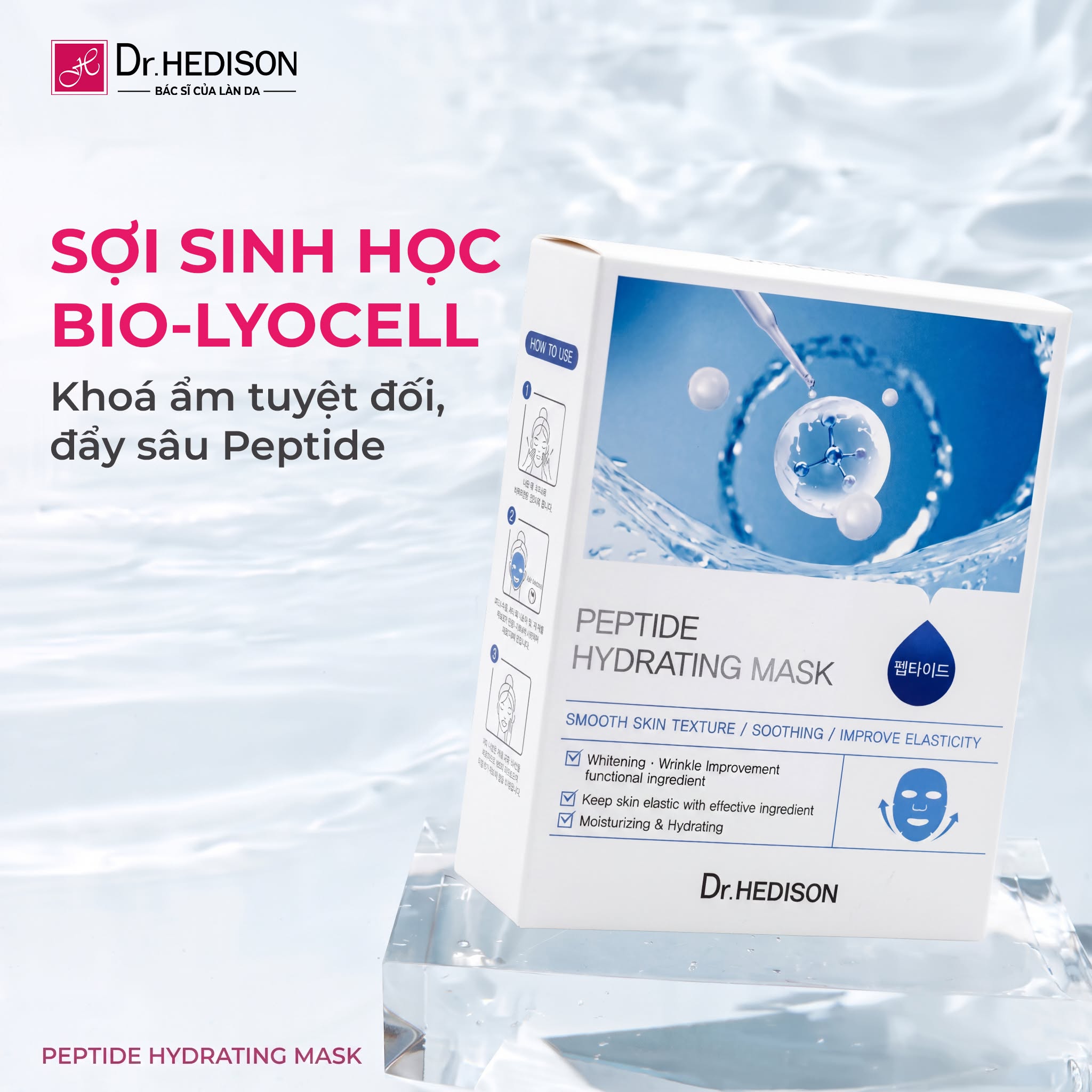 Mặt nạ cấp ẩm, làm dịu và hỗ trợ phục hồi da Dr.HEDISON Peptide Hydrating Mask