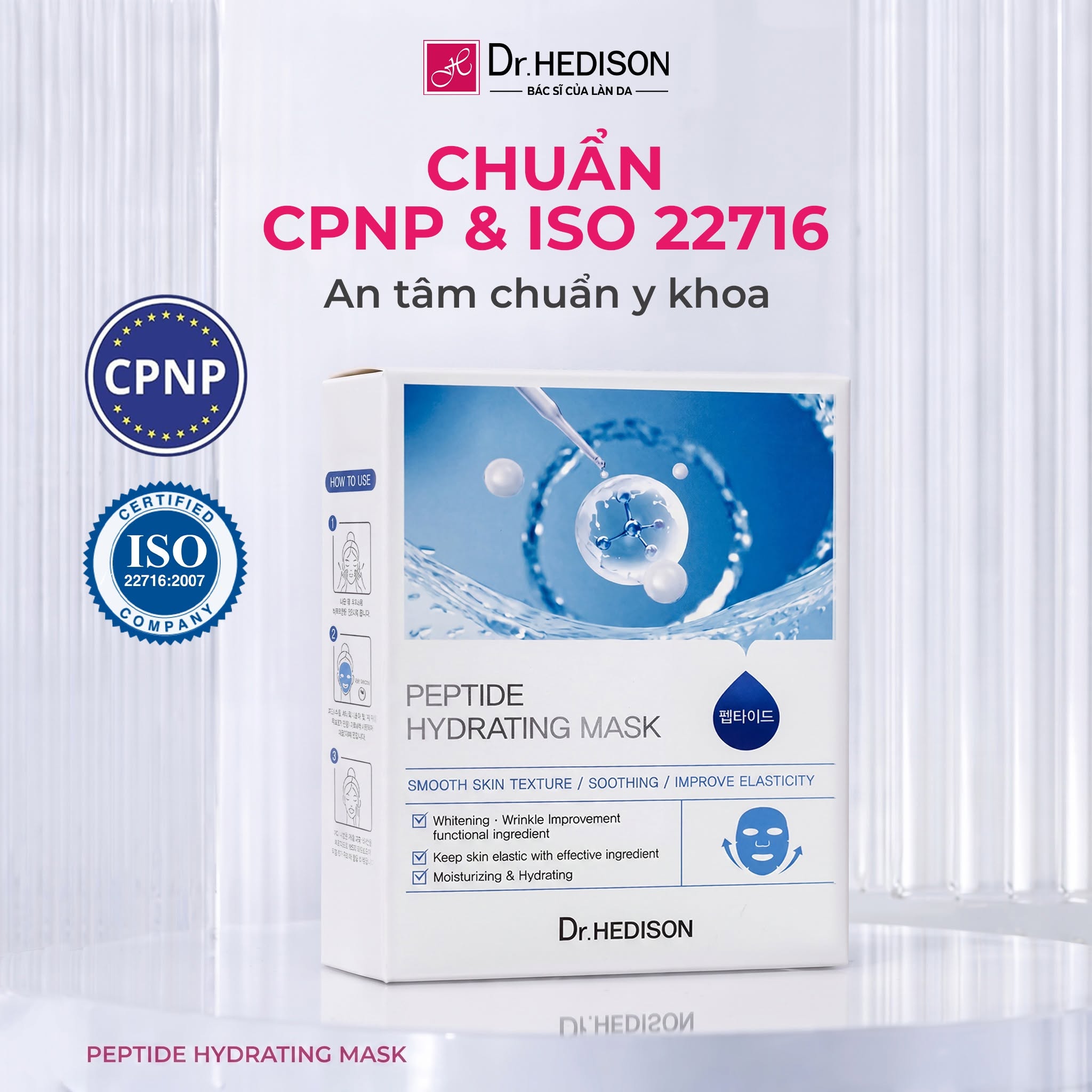 Mặt nạ cấp ẩm, làm dịu và hỗ trợ phục hồi da Dr.HEDISON Peptide Hydrating Mask