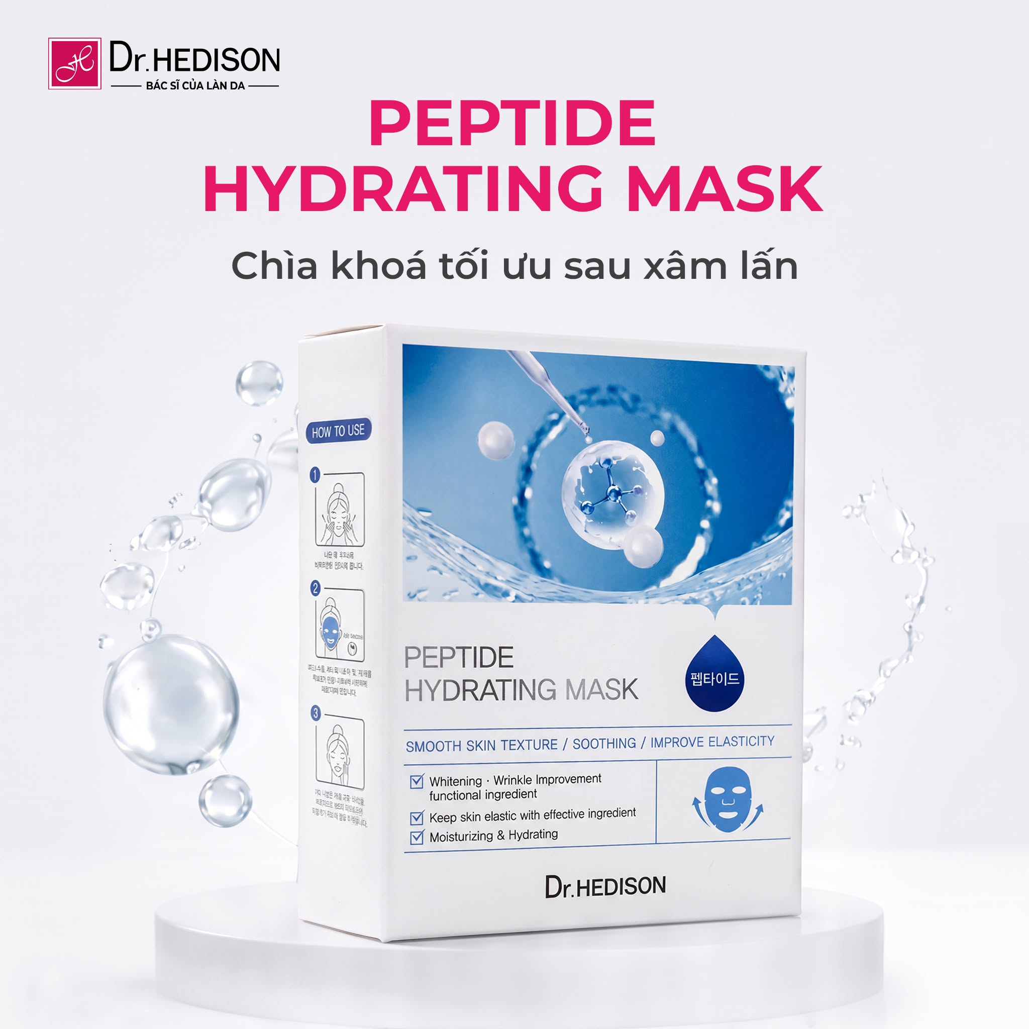 Mặt nạ cấp ẩm, làm dịu và hỗ trợ phục hồi da Dr.HEDISON Peptide Hydrating Mask