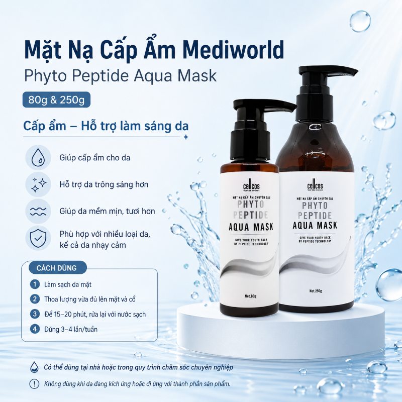 Mặt nạ cấp ẩm hỗ trợ làm sáng da Mediworld Phyto Peptide Aqua Mask