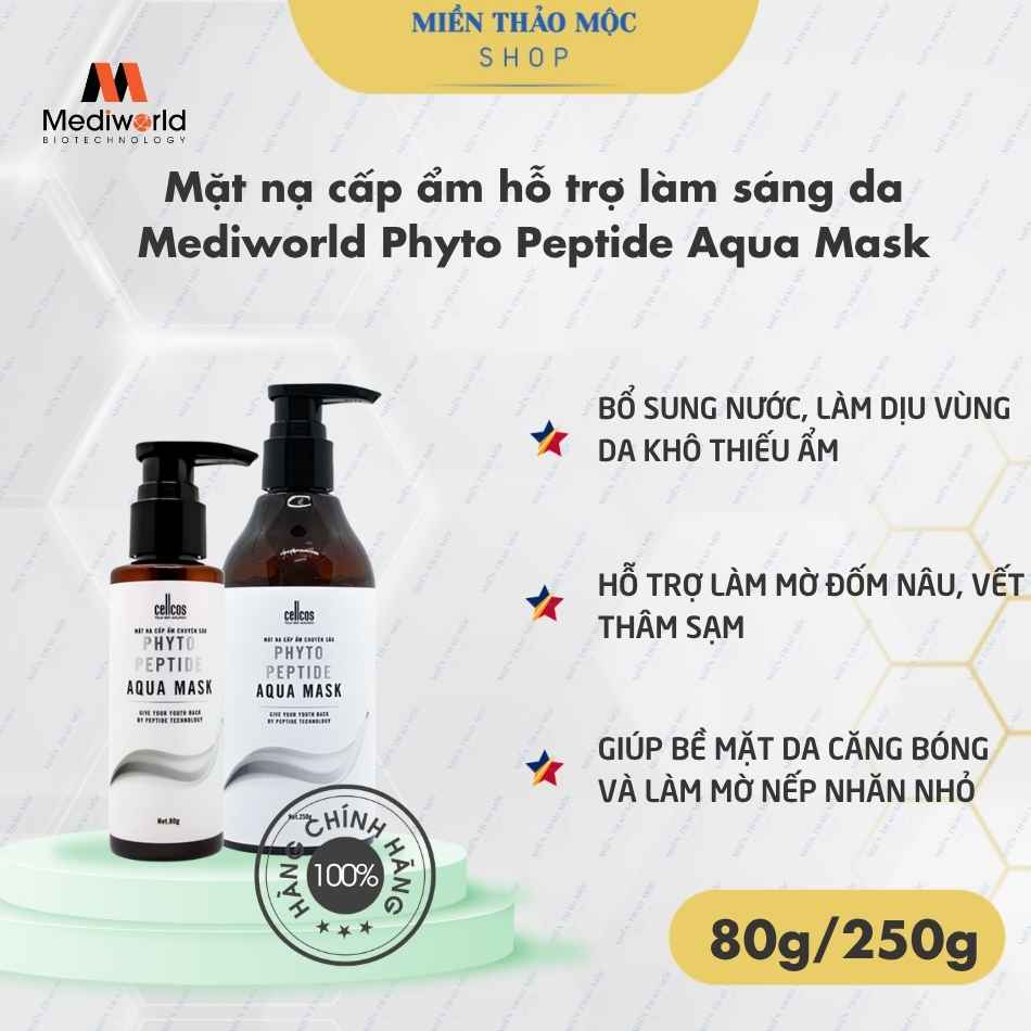 Mặt nạ cấp ẩm hỗ trợ làm sáng da Mediworld Phyto Peptide Aqua Mask