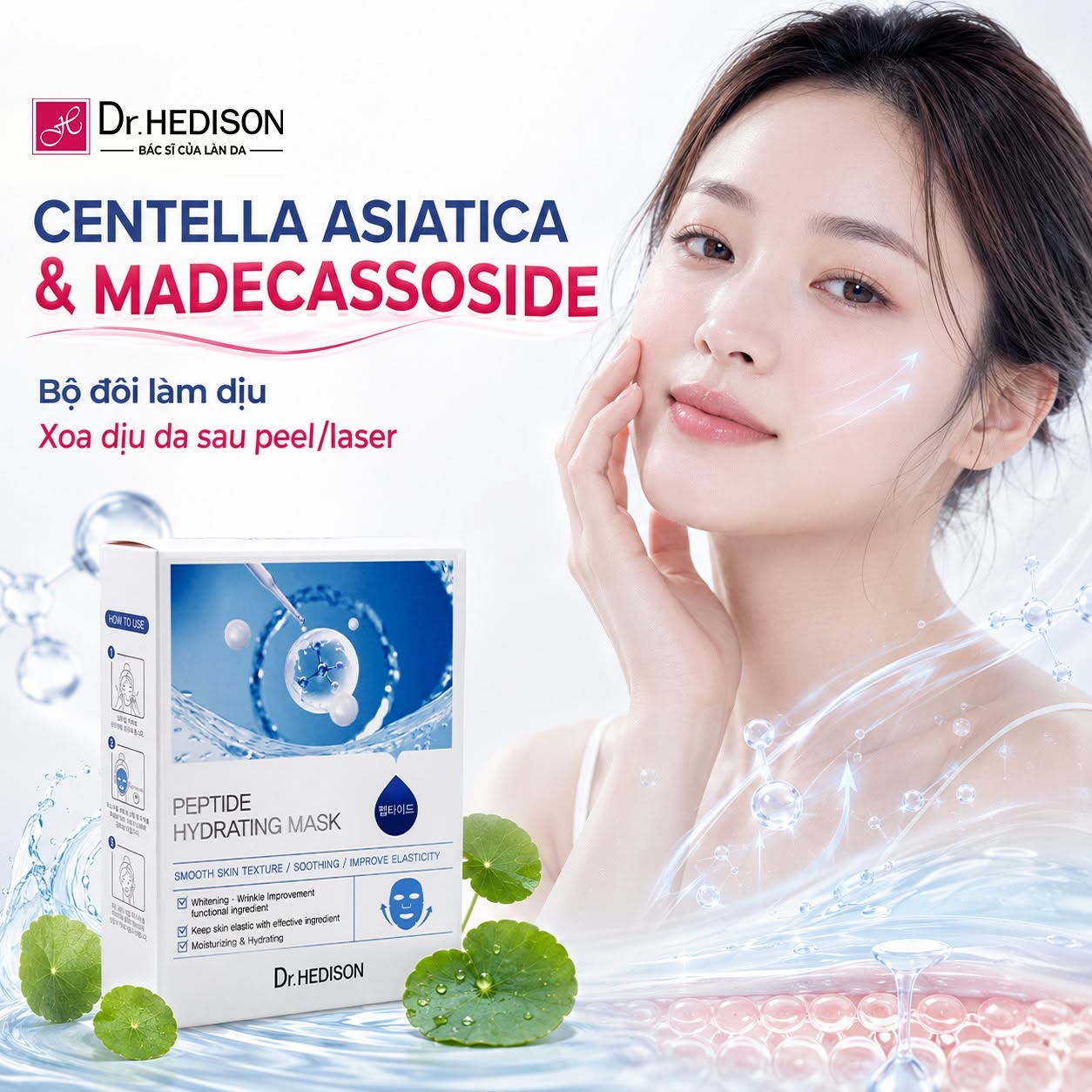 Mặt nạ cấp ẩm, làm dịu và hỗ trợ phục hồi da Dr.HEDISON Peptide Hydrating Mask