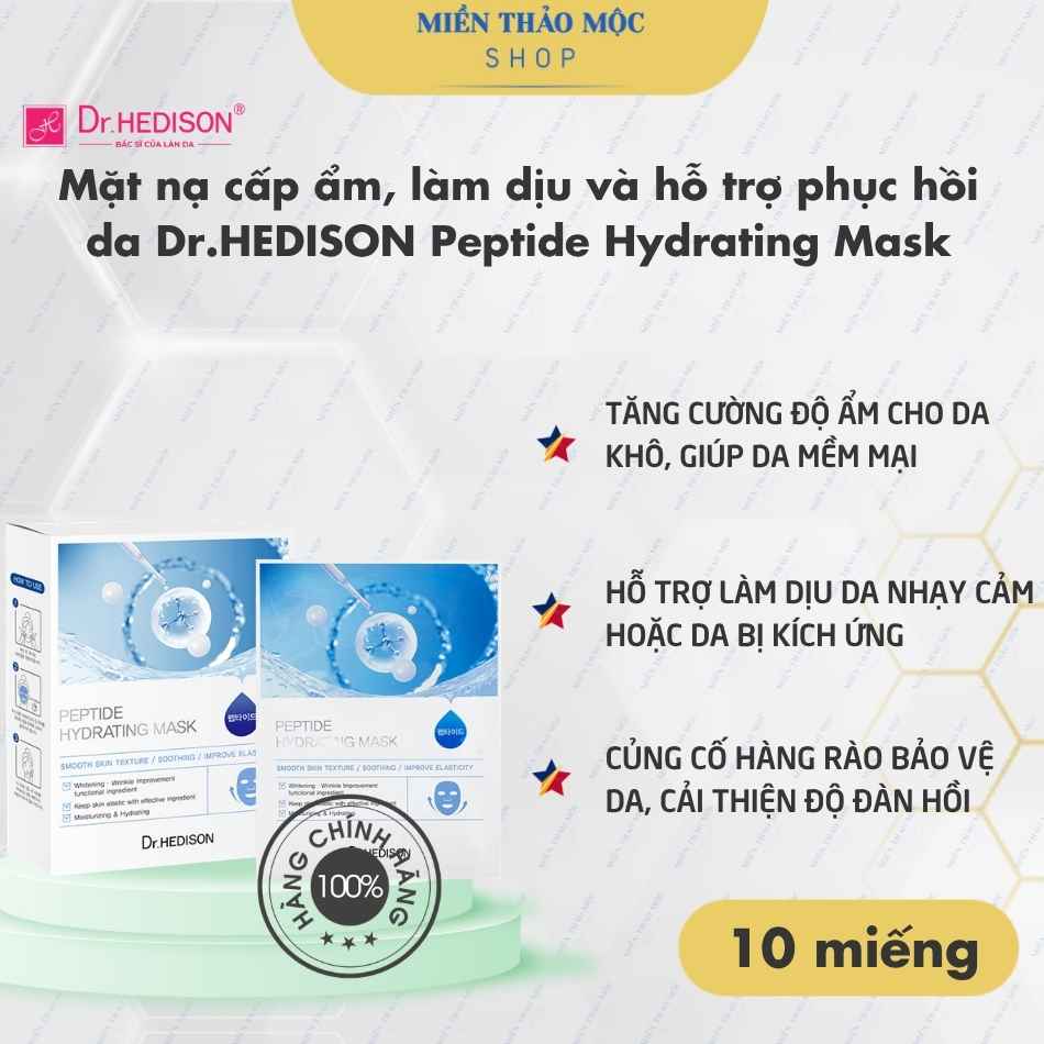 Mặt nạ cấp ẩm, làm dịu và hỗ trợ phục hồi da Dr.HEDISON Peptide Hydrating Mask