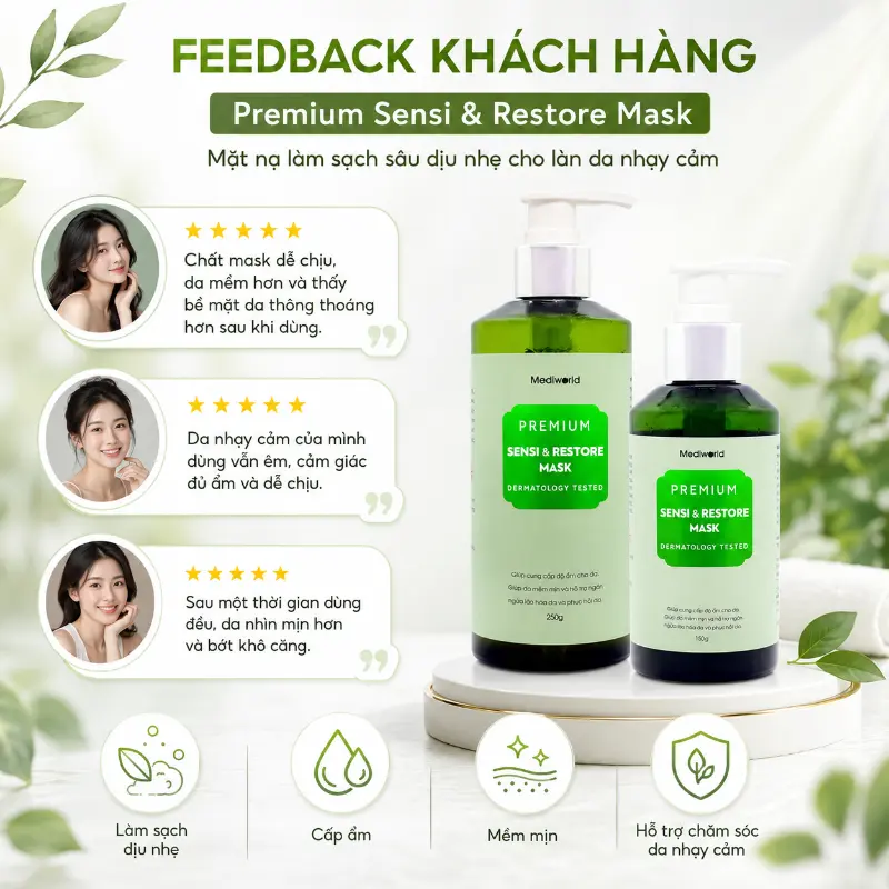Mặt nạ giảm kích ứng, phục hồi da Mediworld Premium Sensi Restore Mask
