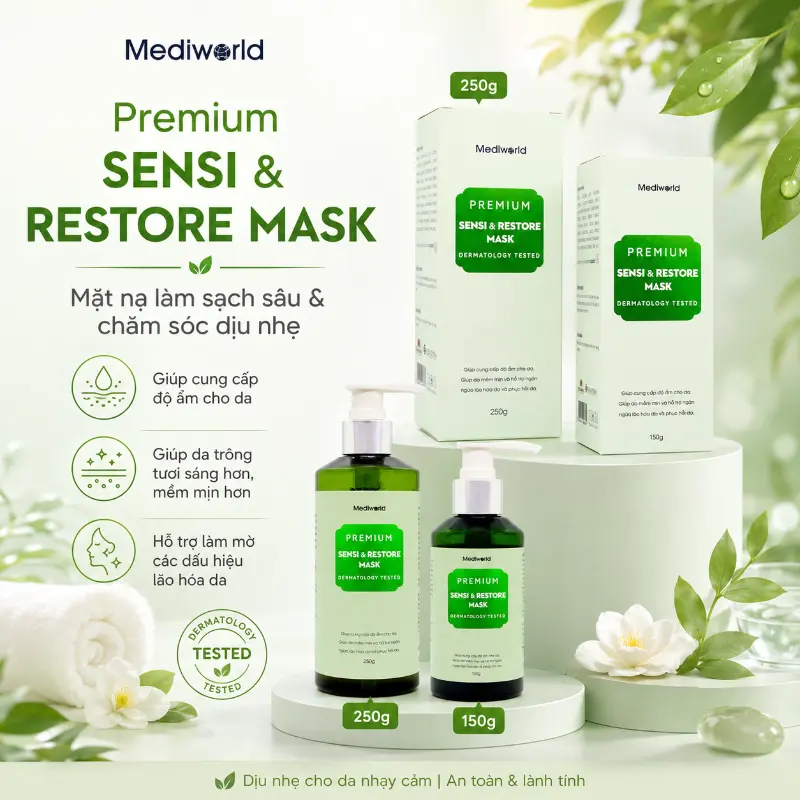 Mặt nạ giảm kích ứng, phục hồi da Mediworld Premium Sensi Restore Mask