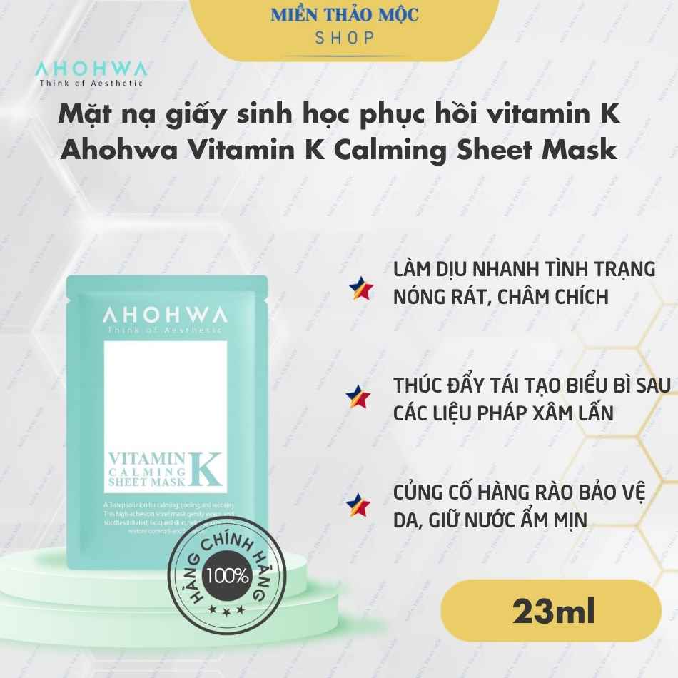 Mặt nạ giấy sinh học phục hồi vitamin K Ahohwa Vitamin K Calming Sheet Mask