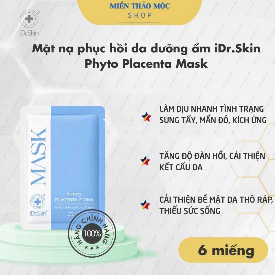 Mặt nạ phục hồi da dưỡng ẩm iDr.Skin Phyto Placenta Mask (HỘP)