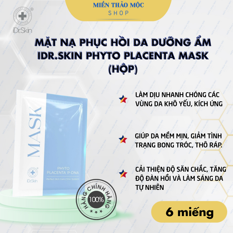 Mặt nạ phục hồi da dưỡng ẩm iDr.Skin Phyto Placenta Mask (HỘP)