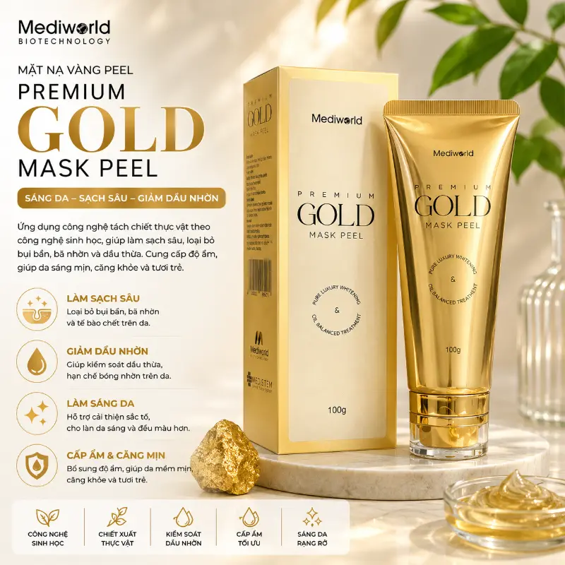 Mặt nạ vàng peel làm sáng hạn chế dầu nhờn Mediworld Premium Gold Mask Peel