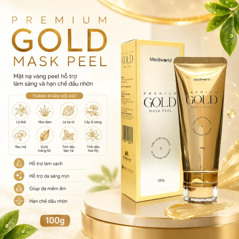 Mặt nạ vàng peel làm sáng hạn chế dầu nhờn Mediworld Premium Gold Mask Peel