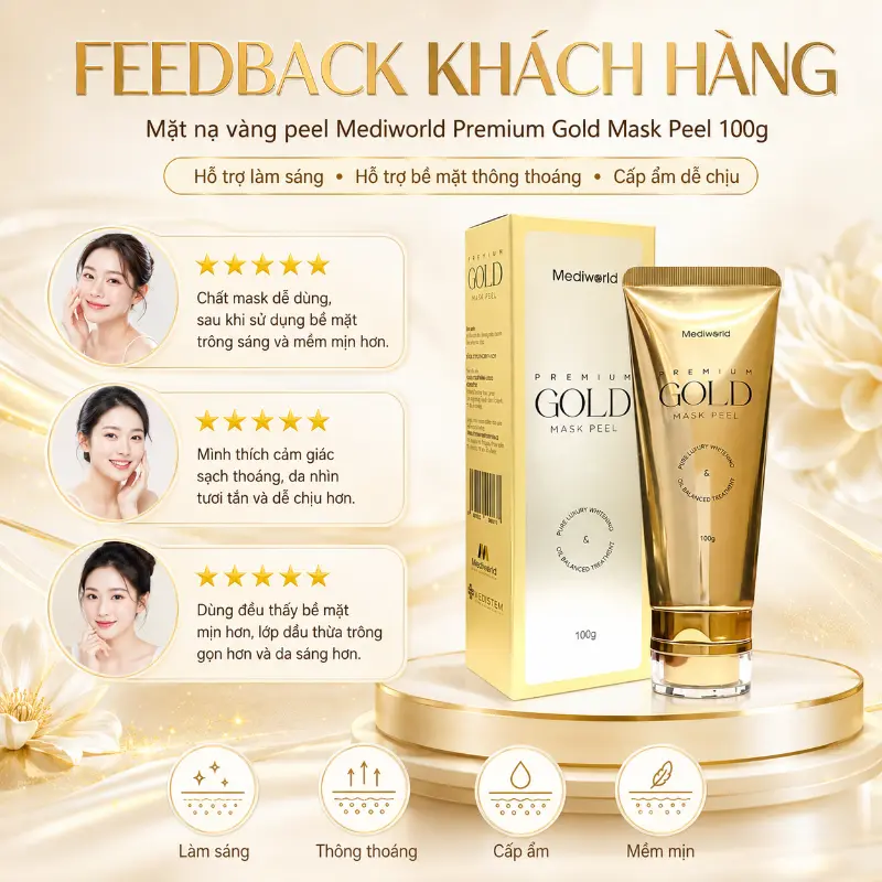 Mặt nạ vàng peel làm sáng hạn chế dầu nhờn Mediworld Premium Gold Mask Peel