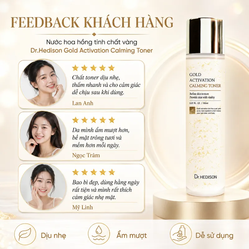 Nước Hoa Hồng Vàng 24K Dr.HEDISON Gold Activation Calming Toner 150ml-500ml