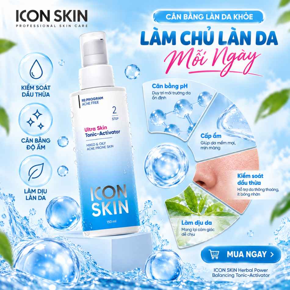 Nước cân bằng cho da dầu, da hỗn hợp Icon Skin Ultra Skin Tonic-Activator