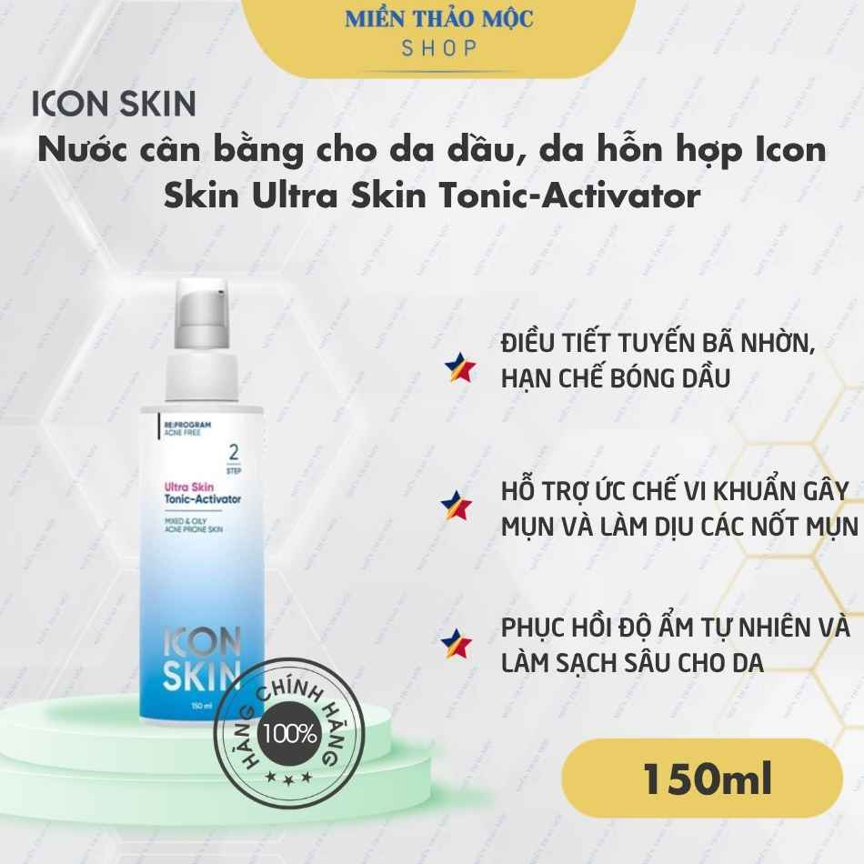 Nước cân bằng cho da dầu, da hỗn hợp Icon Skin Ultra Skin Tonic-Activator