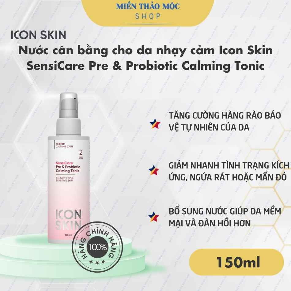 Nước cân bằng cho da nhạy cảm Icon Skin SensiCare Pre & Probiotic Calming Tonic