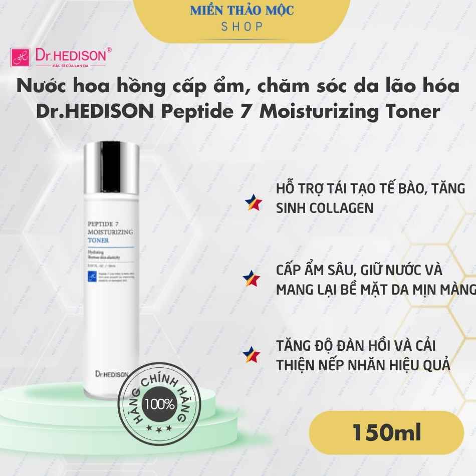 Nước hoa hồng cấp ẩm, hỗ trợ chăm sóc da lão hóa Dr.HEDISON Peptide 7 Moisturizing Toner