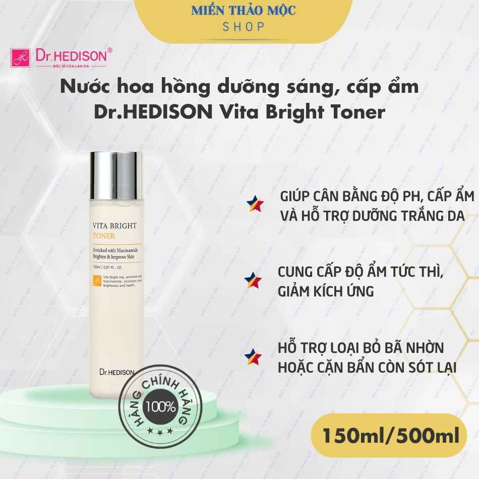 Nước hoa hồng dưỡng sáng, cấp ẩm Dr.HEDISON Vita Bright Toner