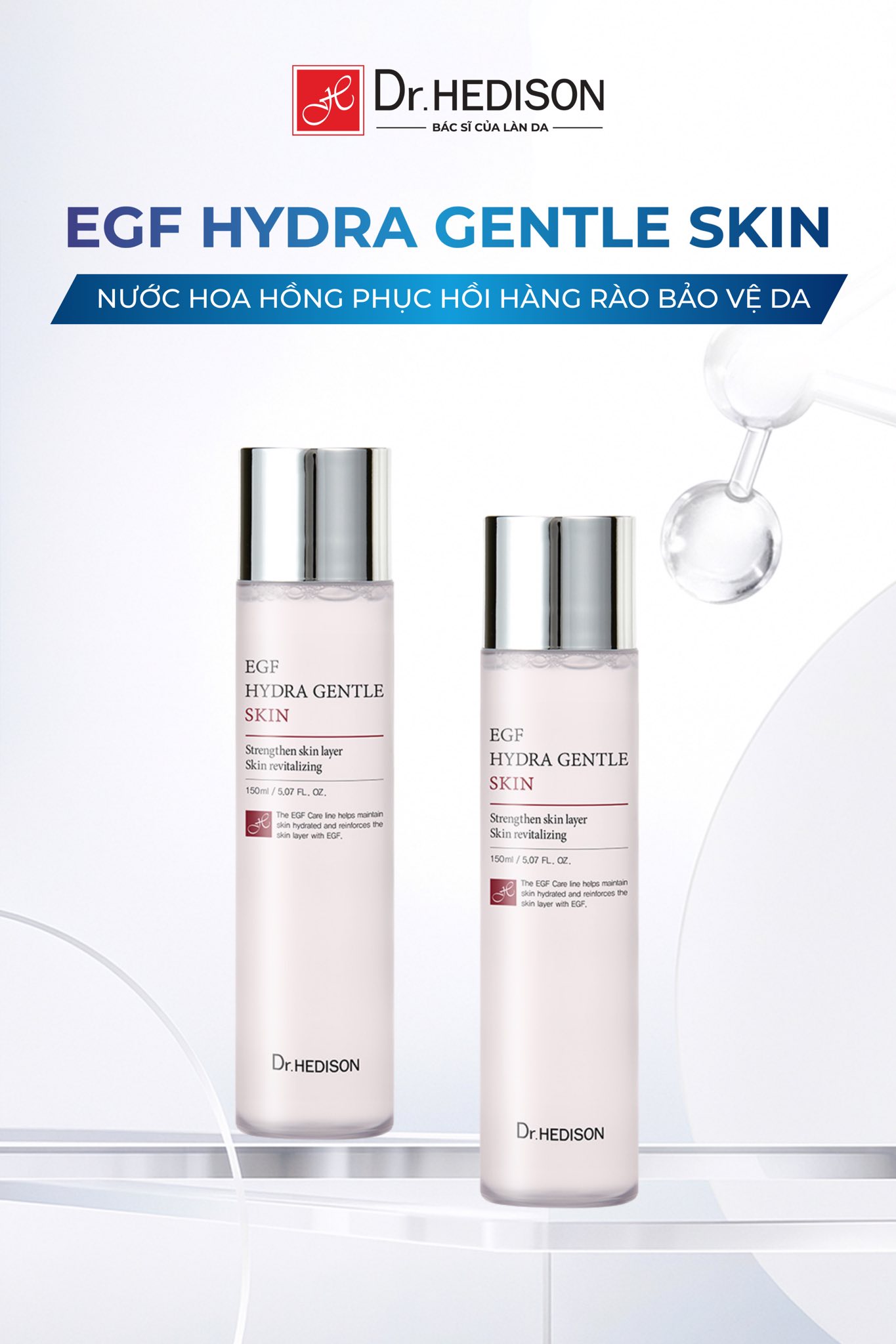 Nước hoa hồng tái tạo tế bào gốc Dr.Hedison EGF Hydra Gentle Skin (150ml-500ml)