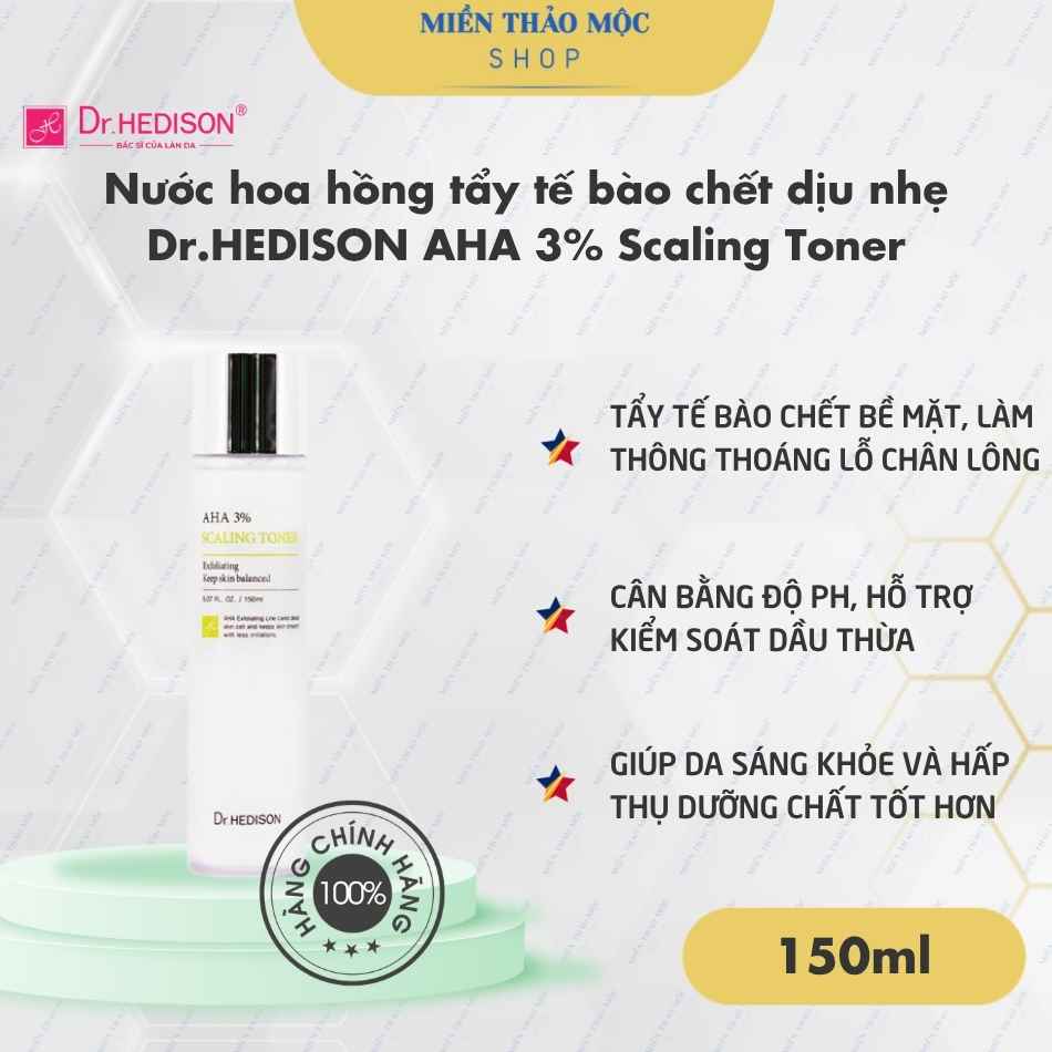 Nước hoa hồng tẩy tế bào chết dịu nhẹ Dr.HEDISON AHA 3% Scaling Toner