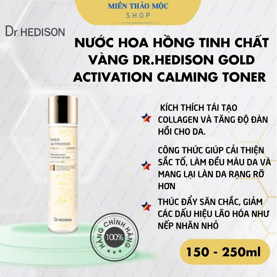 Nước hoa hồng tinh chất vàng Dr.Hedison Gold Activation Calming Toner (150ml-500ml)