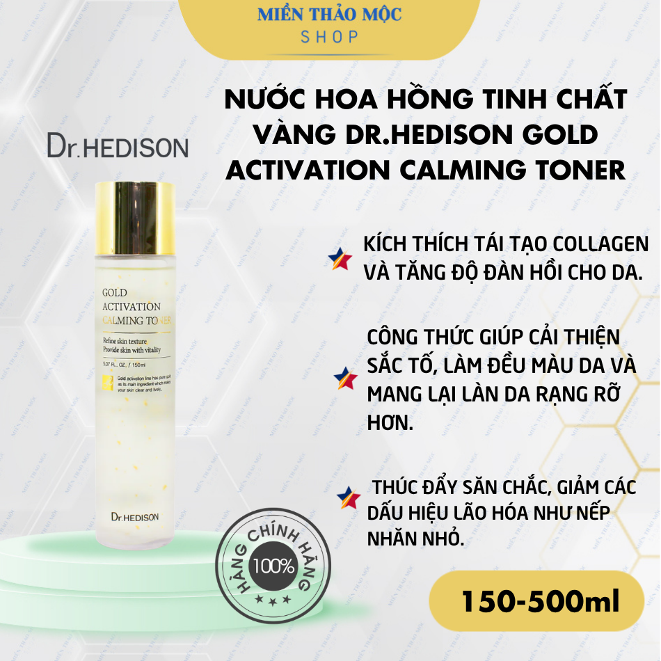 Nước Hoa Hồng Vàng 24K Dr.HEDISON Gold Activation Calming Toner 150ml-500ml