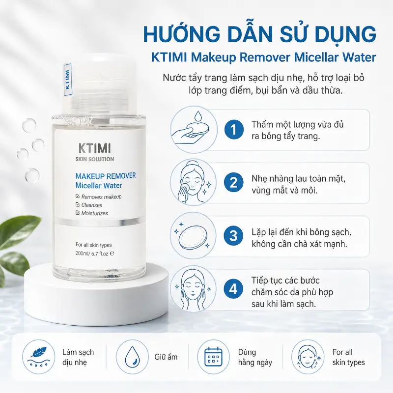 Nước tẩy trang KTIMI MAKEUP REMOVER MICELLAR WATER