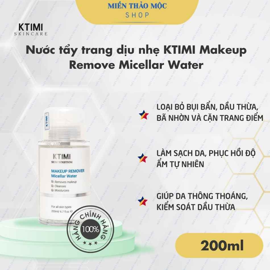 Nước tẩy trang dịu nhẹ KTIMI Makeup Remove Micellar Water