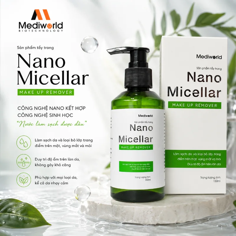 Nước tẩy trang làm sạch duy trì độ ẩm làn da Mediworld NANO MICELLAR MAKE UP REMOVER