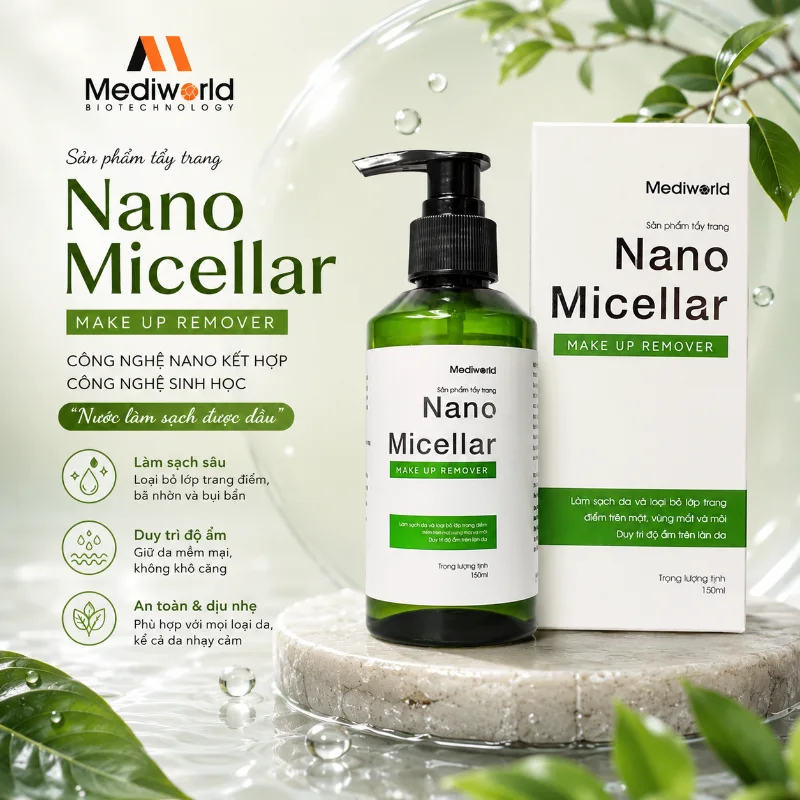 Nước tẩy trang làm sạch duy trì độ ẩm làn da Mediworld NANO MICELLAR MAKE UP REMOVER