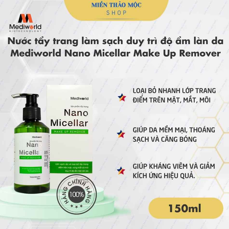 Nước tẩy trang làm sạch duy trì độ ẩm làn da Mediworld Nano Micellar Make Up Remover