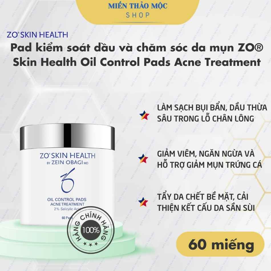 Pad kiểm soát dầu và chăm sóc da mụn ZO® Skin Health Oil Control Pads Acne Treatment