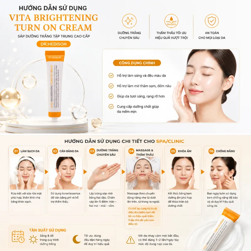 Sáp dưỡng trắng tập trung cao cấp Dr.Hedison Vita Brightening Turn On Cream 30ml