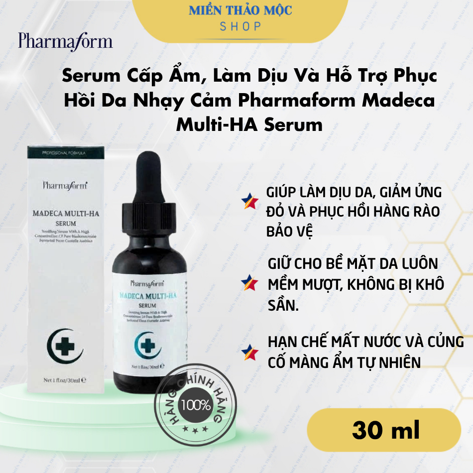 Serum Cấp Ẩm, Làm Dịu Và Hỗ Trợ Phục Hồi Da Nhạy Cảm Pharmaform Madeca Multi-HA Serum