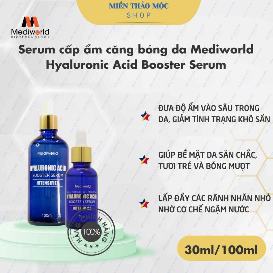 Serum cấp ẩm căng bóng da Mediworld Hyaluronic Acid Booster Serum