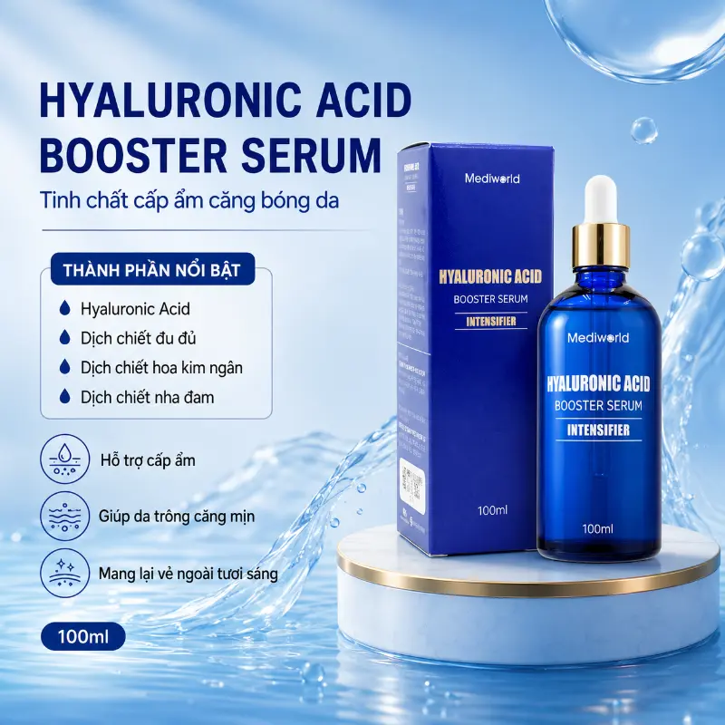Serum cấp ẩm căng bóng da Mediworld Hyaluronic Acid Booster Serum