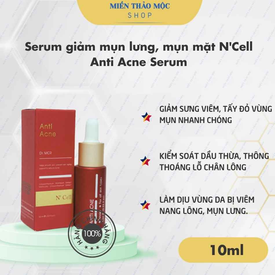 Serum giảm mụn lưng, mụn mặt N'Cell Anti Acne Serum