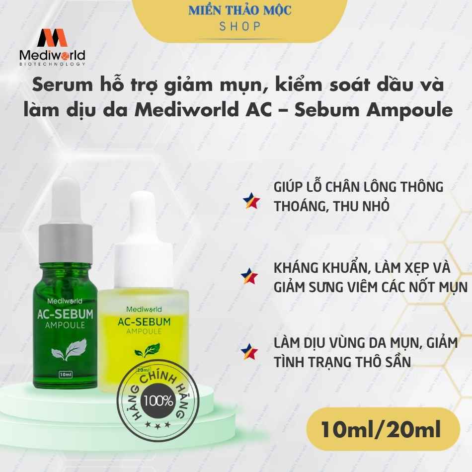 Serum hỗ trợ giảm mụn, kiểm soát dầu và làm dịu da Mediworld AC – Sebum Ampoule