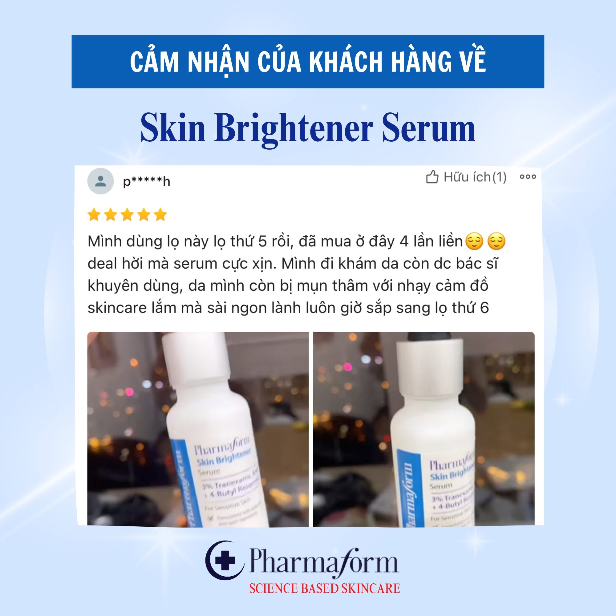 Serum hỗ trợ mờ nám dưỡng sáng da Pharmaform Skin Brightener Serum