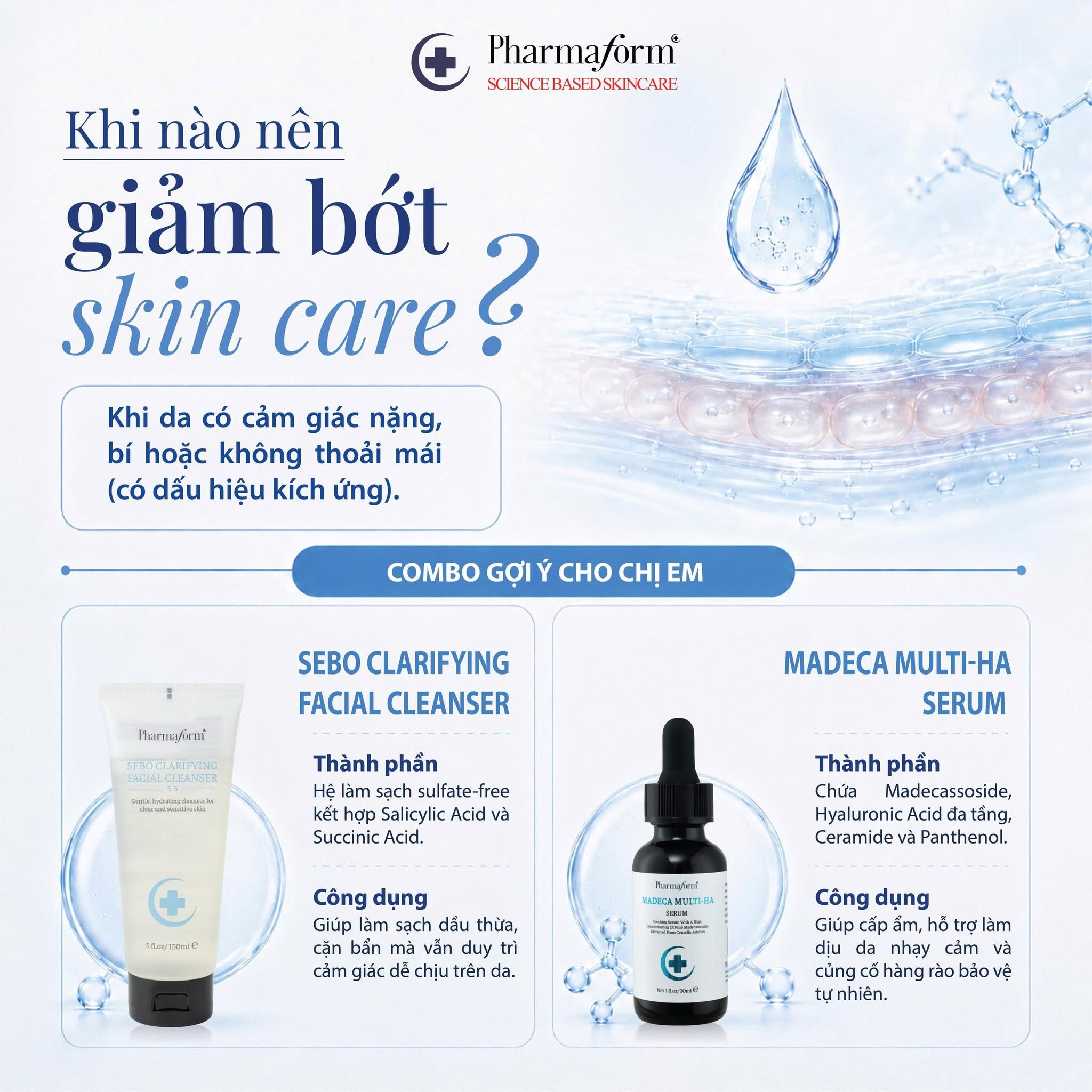 Sữa Rửa Mặt Cho Da Dầu Mụn Pharmaform Sebo Clarifying Facial Cleanser