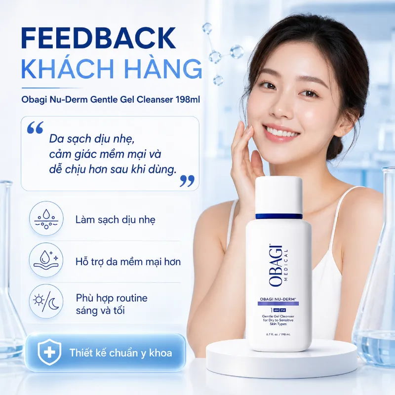 Sữa Rửa Mặt Dịu Nhẹ, Làm Sạch & Dưỡng Ẩm Da Obagi Nu-Derm Gentle Cleanser 200ml