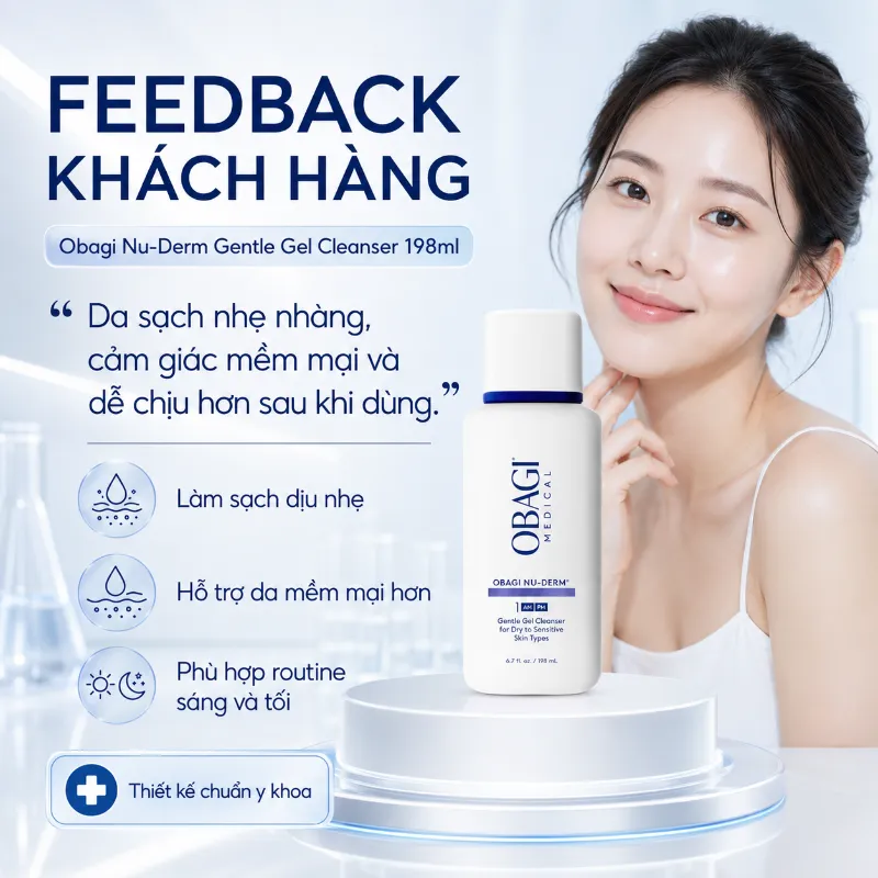 Sữa Rửa Mặt Dịu Nhẹ, Làm Sạch & Dưỡng Ẩm Da Obagi Nu-Derm Gentle Cleanser 200ml