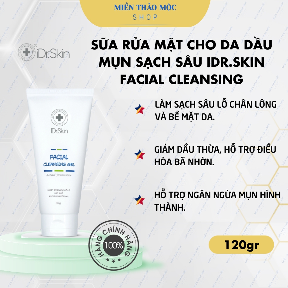 Sữa rửa mặt cho da dầu mụn sạch sâu iDr.Skin Facial Cleansing