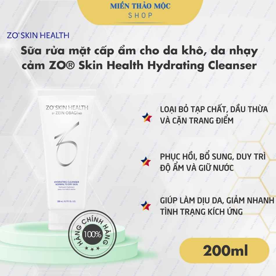 Sữa rửa mặt cấp ẩm cho da khô, da nhạy cảm ZO® Skin Health Hydrating Cleanser
