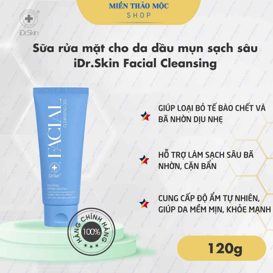 Sữa rửa mặt cho da dầu mụn sạch sâu iDr.Skin Facial Cleansing