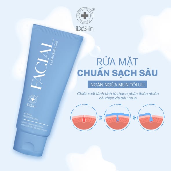 Sữa rửa mặt cho da dầu mụn sạch sâu iDr.Skin Facial Cleansing