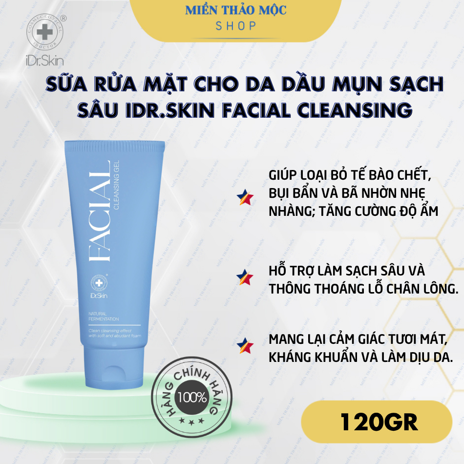 Sữa rửa mặt cho da dầu mụn sạch sâu iDr.Skin Facial Cleansing