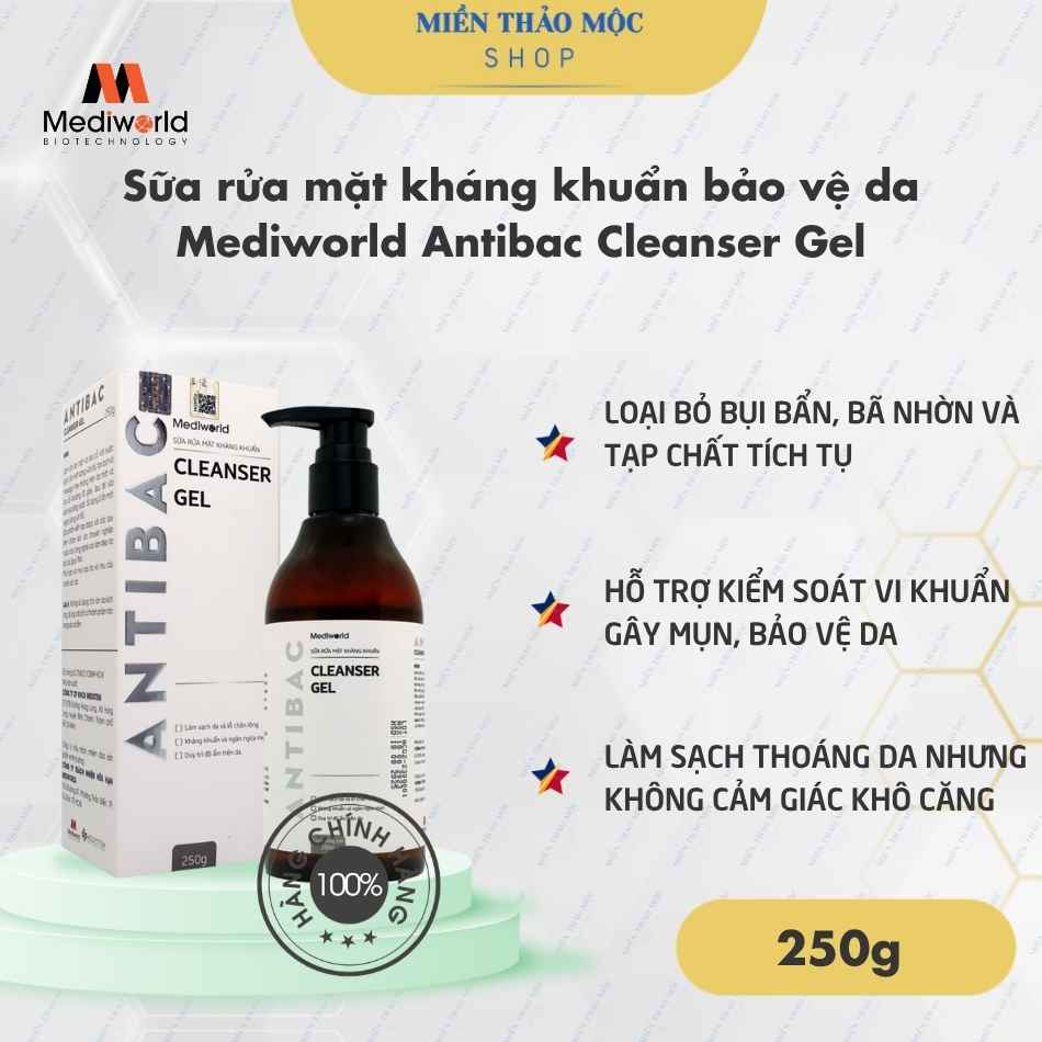 Sữa rửa mặt kháng khuẩn bảo vệ da Mediworld Antibac Cleanser Gel