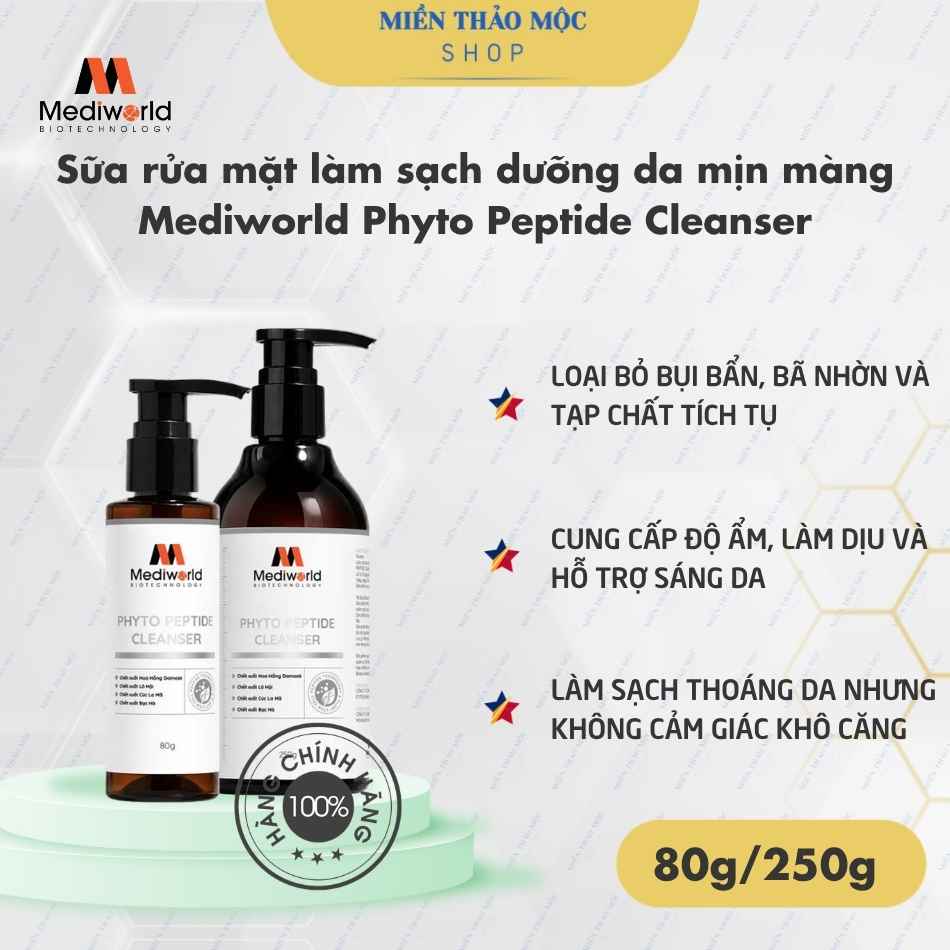 Sữa rửa mặt làm sạch dưỡng da mịn màng Mediworld Phyto Peptide Cleanser